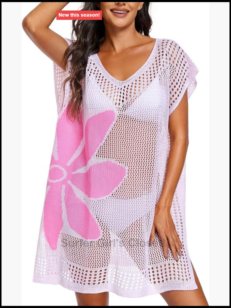 Crochet Chiffon Beach Cover Up Swimsuit Coverup Dress
